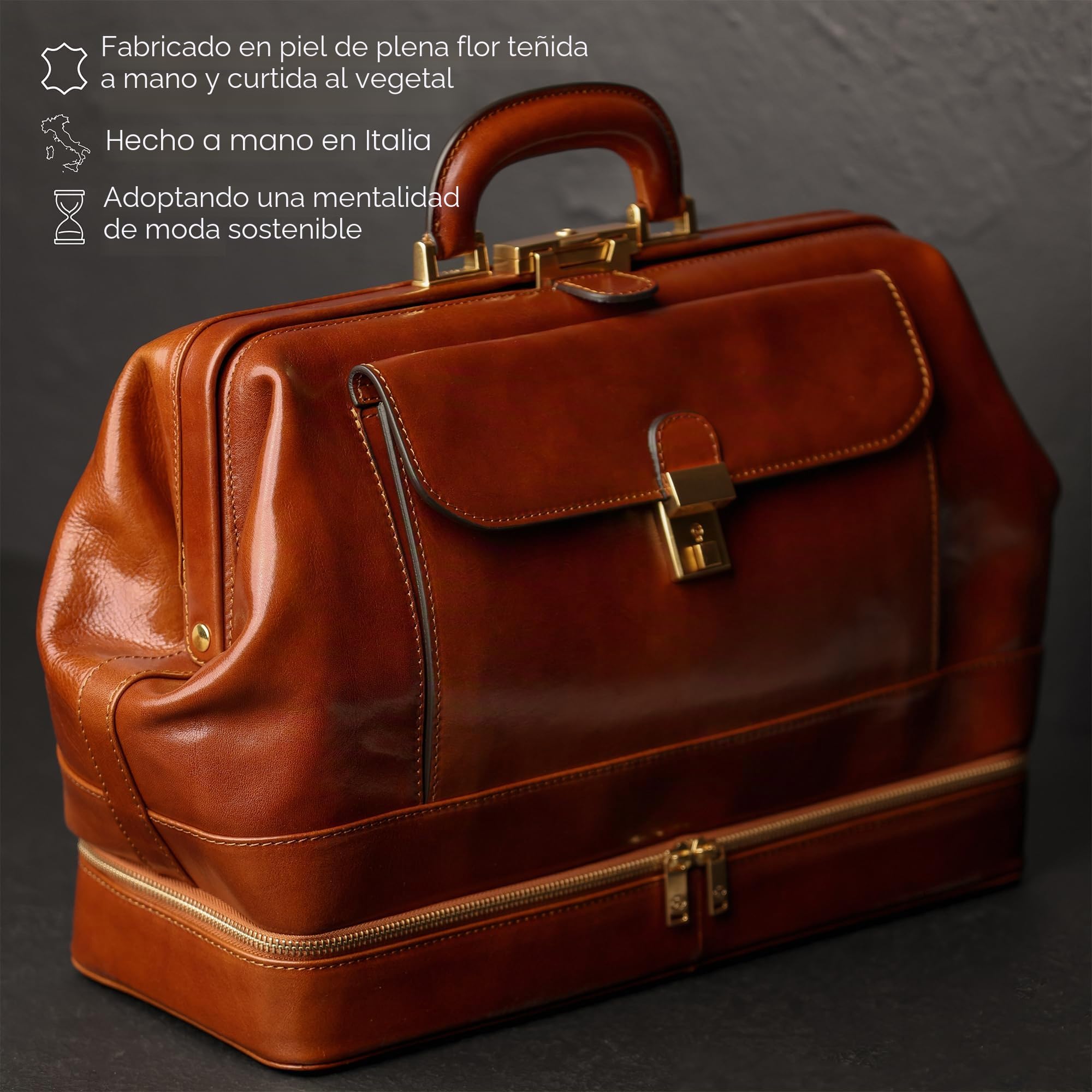 Time Resistance Maletín Médico Profesional de Cuero, Maletín de Médico Estilo Vintage, Ideal para Doctores y Enfermeras, Bolso Hombre de Cuero