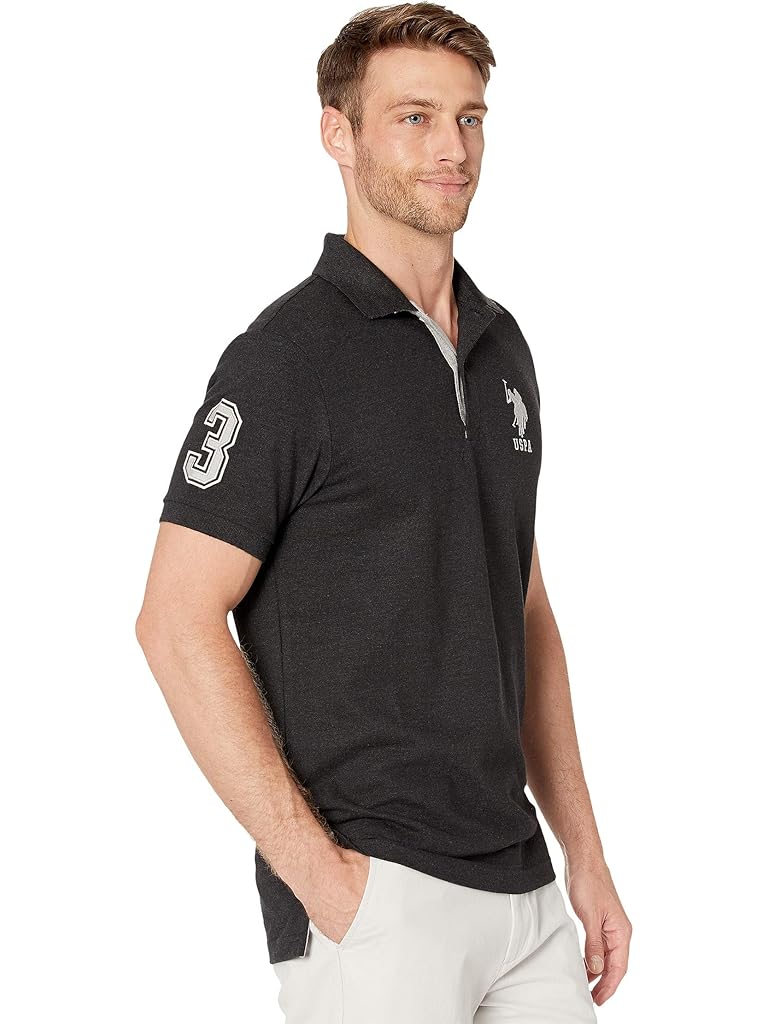 U.S. POLO ASSN. Slim Fit Big Horse Polo with Stripe Collar