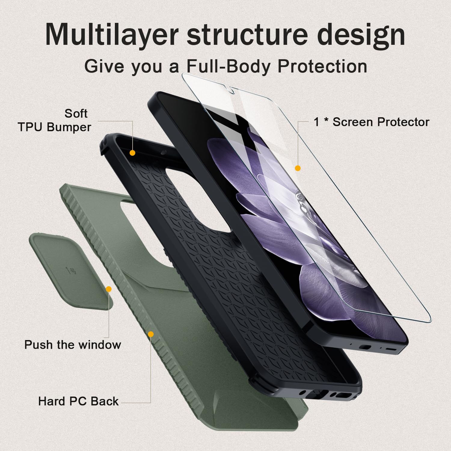 Funda compatible con Samsung Galaxy A36/A56 con cubierta de cámara deslizante + protector de pantalla, protección contra caídas de grado militar, resistente y a prueba de golpes, color verde