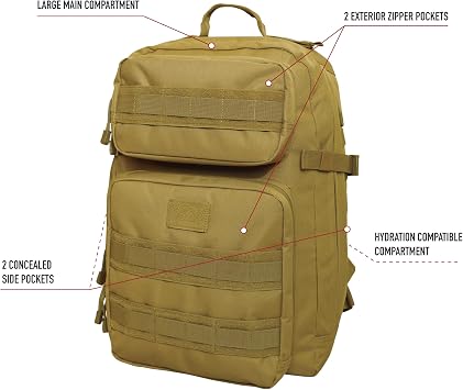 Rothco Fast Mover Tactical Backpack - Outdoor Hiking Pack for EDC Essential Gear (Black)