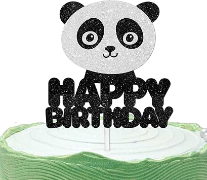 Panda Happy Birthday Cake Topper Decorations with Multicolored Animal for Birthday Theme Baby Shower Party Decor Supplies