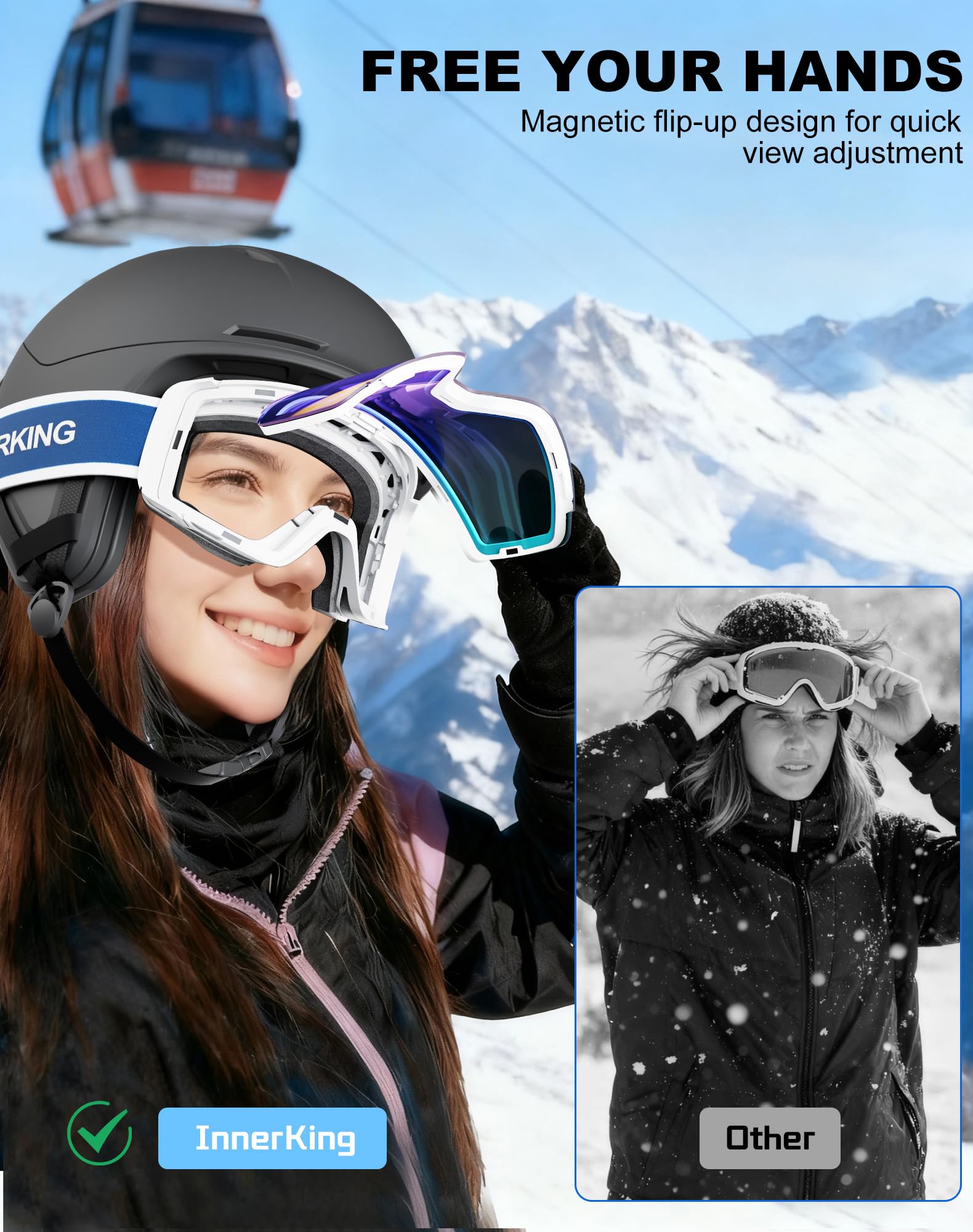 WUVB6015 - Gafas de esquí aprobadas por SGS, para nieve, snowboard, invierno, antiniebla, para adultos, jóvenes, hombres y mujeres