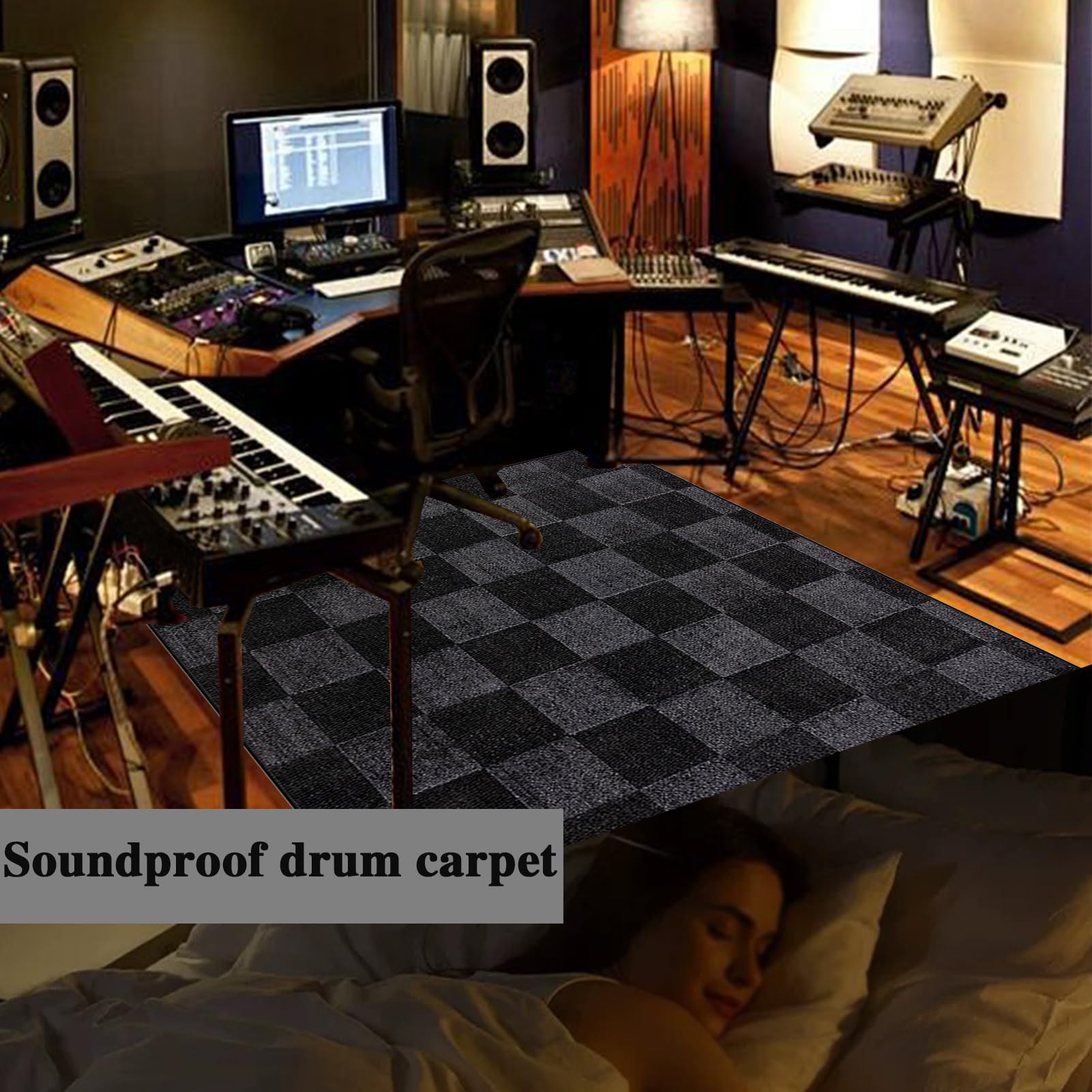 210 x 180 cm Tappeto Batteria Tappeto Antiscivolo Batteria Elettronica Tappeto per Batteria Tappetino Insonorizzato Tappeto Drum Coperta Tamburo Professionale Tappetino per Batteria Acustica Drum Rug