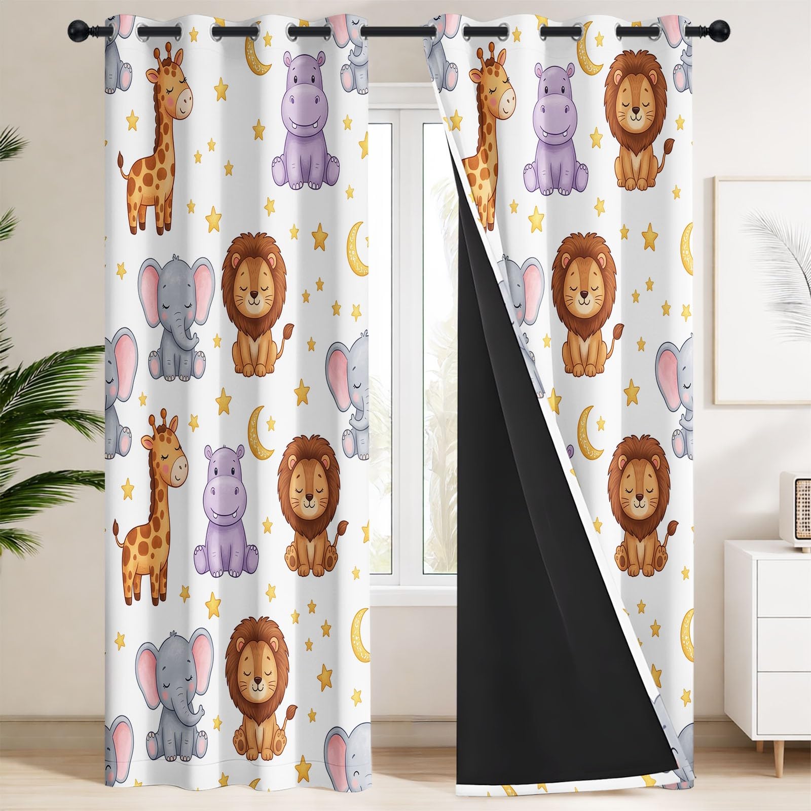 Dessin Animé Rideaux Thermiques à Œillets pour Chambre Enfant Salon