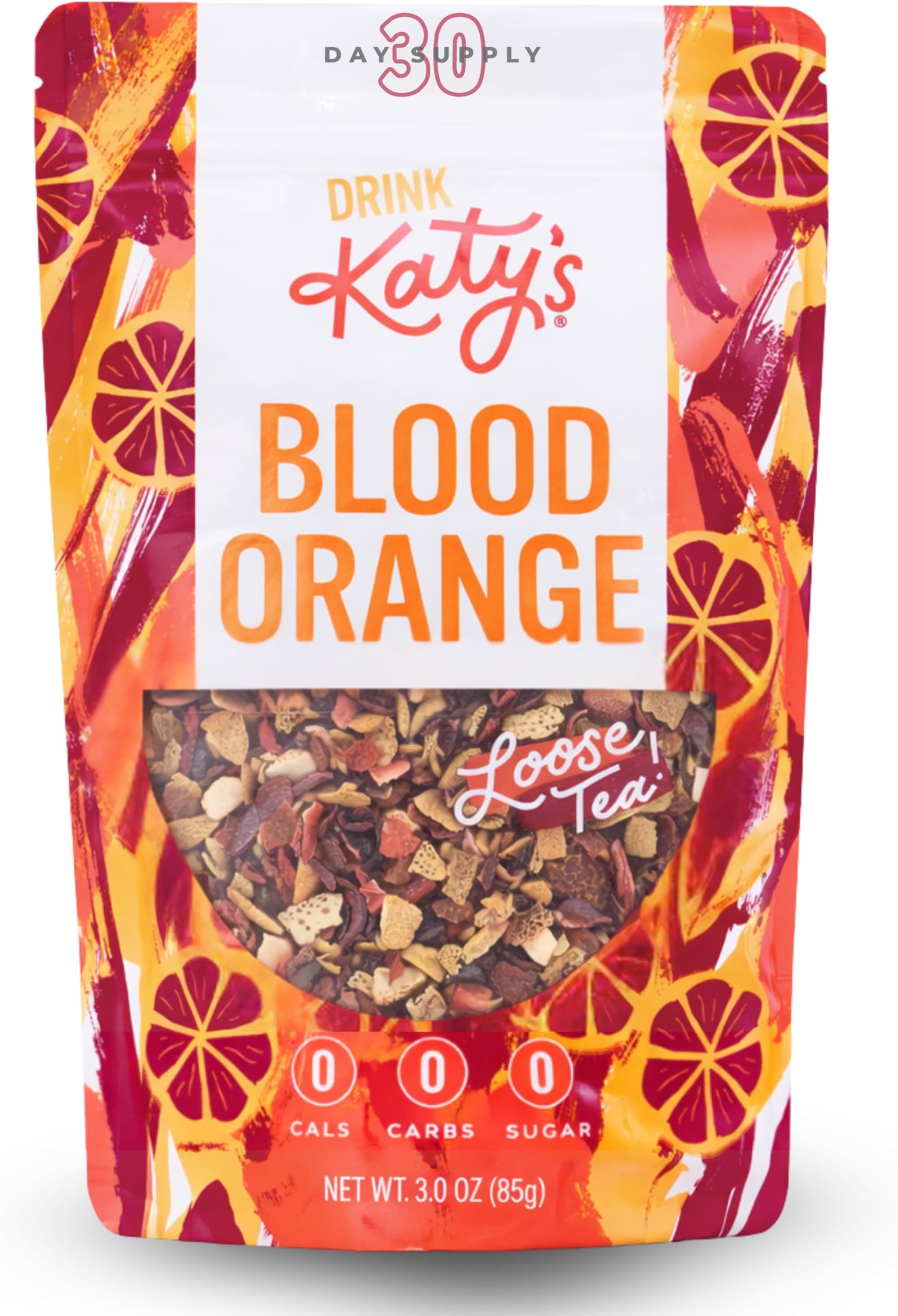 Katy’s Blood Orange Loose Tea - Hibiscus, Orange & Rose Hips - Loose Leaf Herbal Tea, Caffeine-Free, Sugar-Free - Hot or Cold Brew Tea - 30+ Cups - Woman-Owned - 3oz Pouch