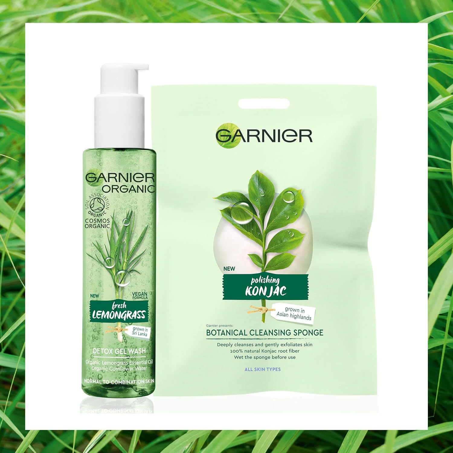 Garnier Organic Lemongrass Gel Wash and Konjac Sponge Deep Cleansing