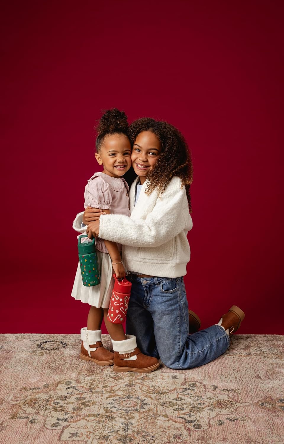 Simple Modern Kids Summit | Christmas Water Bottle with Straw Lid | 14oz Stainless Steel Cup Insulated Tumbler for Toddlers, School | Holiday Gifts for Girls Boys | Vintage Lights on Green - Image 2