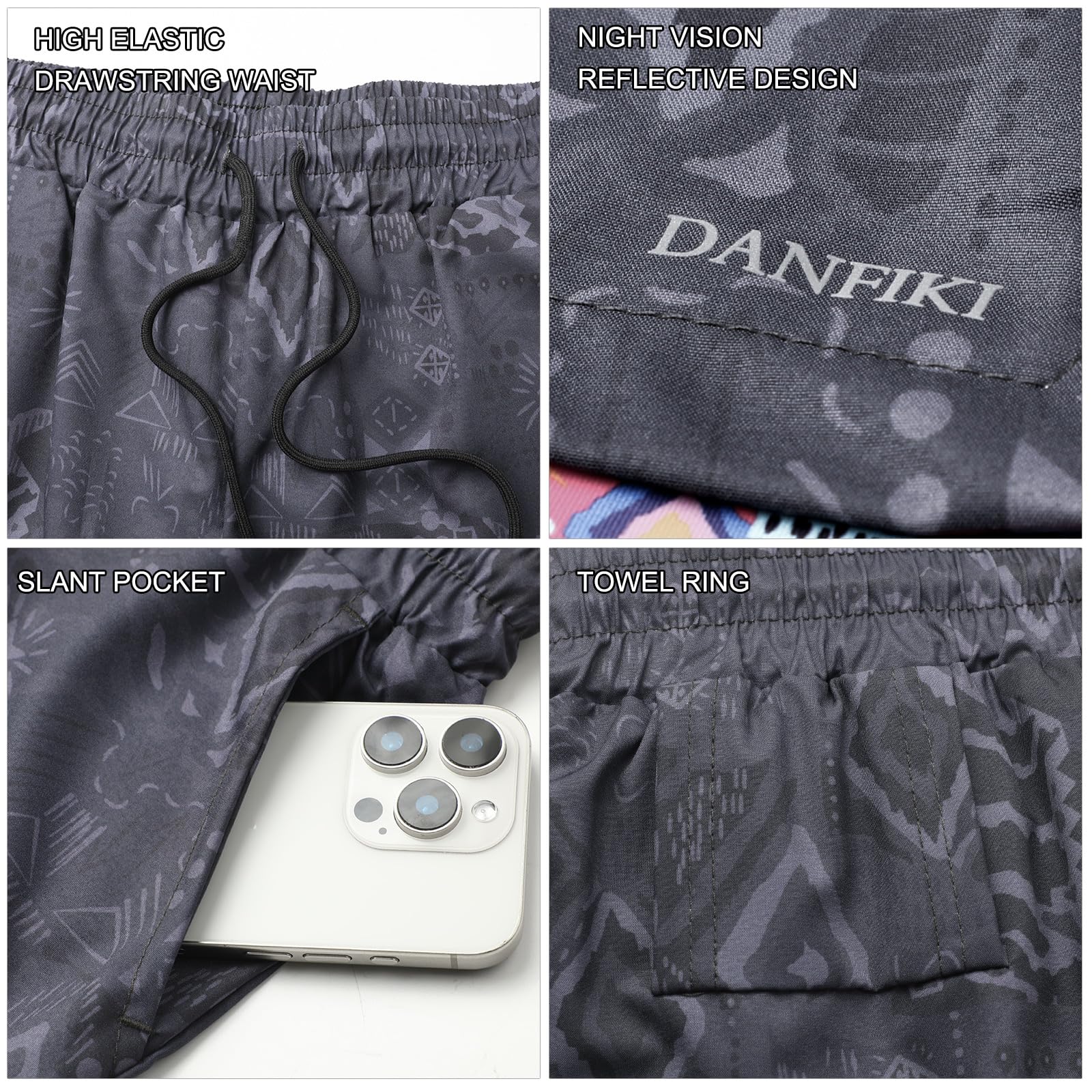 Danfiki Pantaloncini Sportivi da Uomo Running Shorts Asciugatura Rapida con Tasca per Jogging Tennis Fitness Allenamento 2 in 1