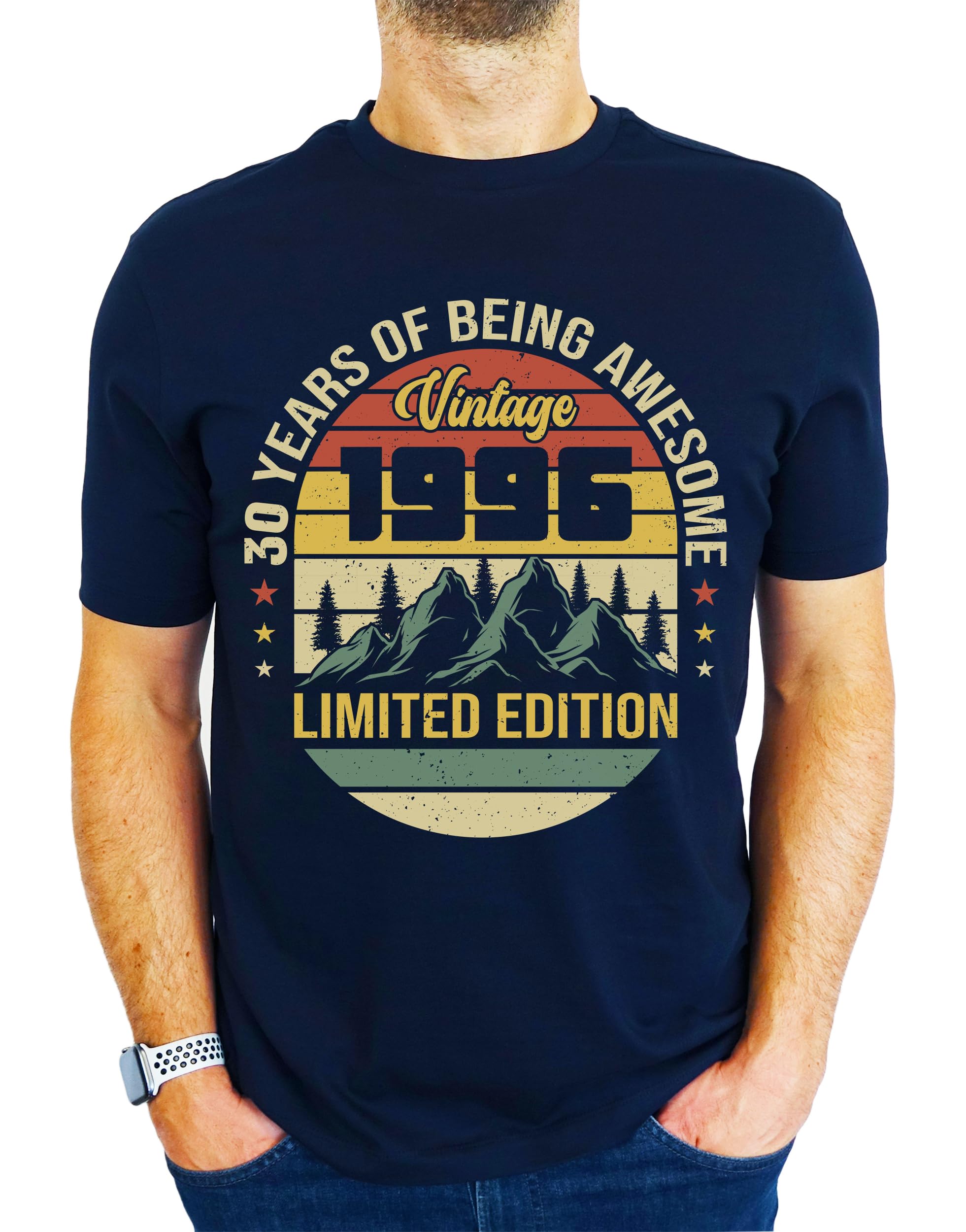 1996 Vintage Mountain - Limited Edition - 30th Birthday Gift | Present Mens T-Shirt Navy XL