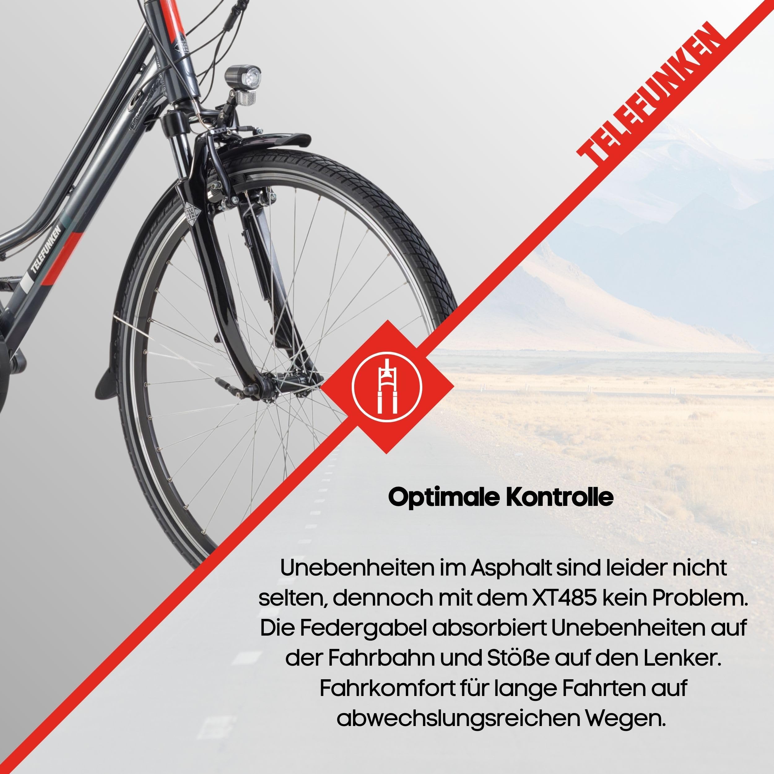 TELEFUNKEN E-Bike Damen 28 Zoll Trekking-Fahrrad | 21-Gang Kettenschaltung | Elektrofahrrad mit 250W Hinterradmotor und 536,5 Wh Li-Ion Akku | Pedelec mit V-Bremsen | inkl. Panzerkabelschloss | XT485