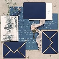 Vista 2 de Teling Paquete de 100 sobres de 5 x 7 para invitaciones A7 V con solapa con borde dorado para despedidas de soltera, bodas, negocios, cumpleaños