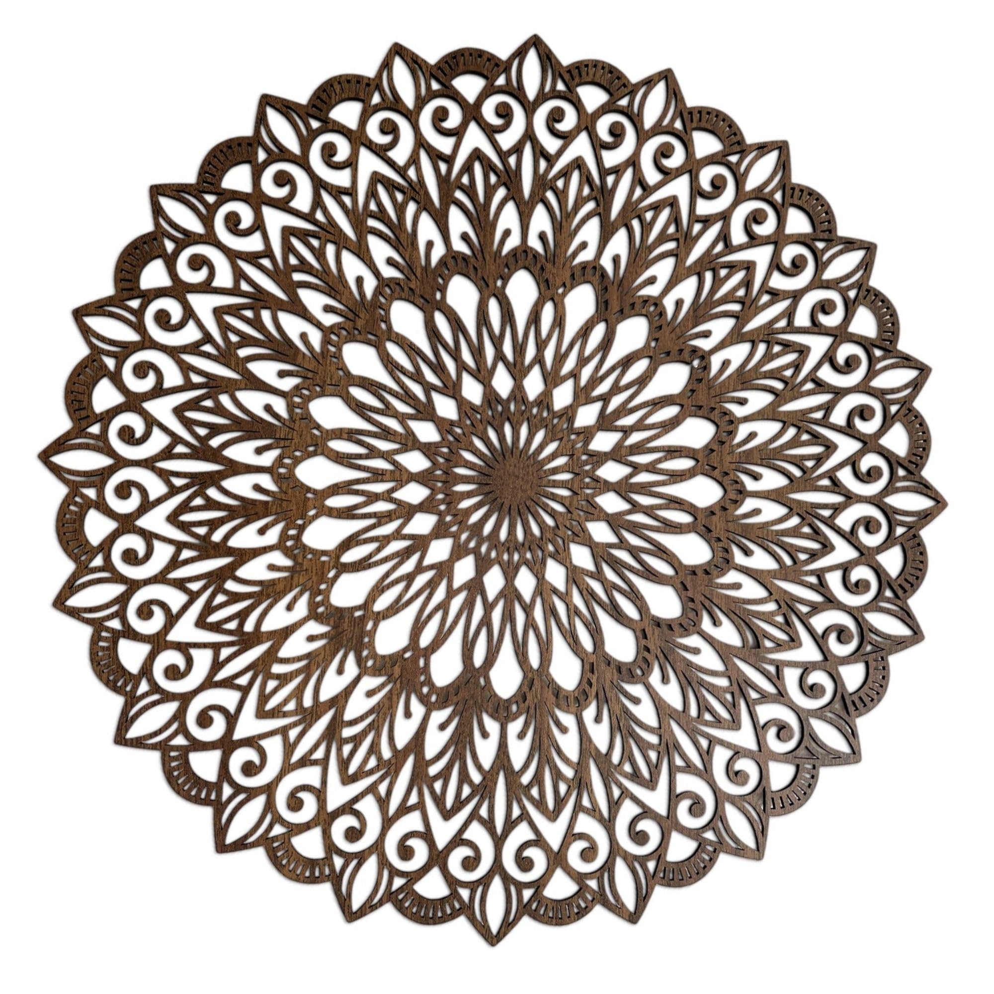 SENTOP HDF0251 Art mural en bois avec motif de fleur de vie au motif de mandala pour intérieur (noyer 40 cm)