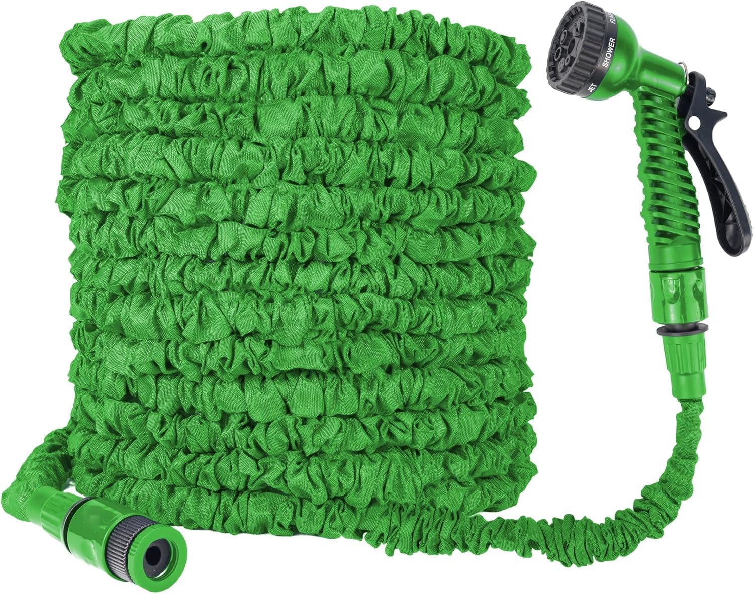 Expandable Garden Hose Leightweight Retractable Kink Free Flexible Magic Hose with 3/4" and 1/2" Fitting Expanding Hose Pipe with 7 Function Spray Nozzle Latex Core Anti-Leakage (Green, 150FT) — image 1