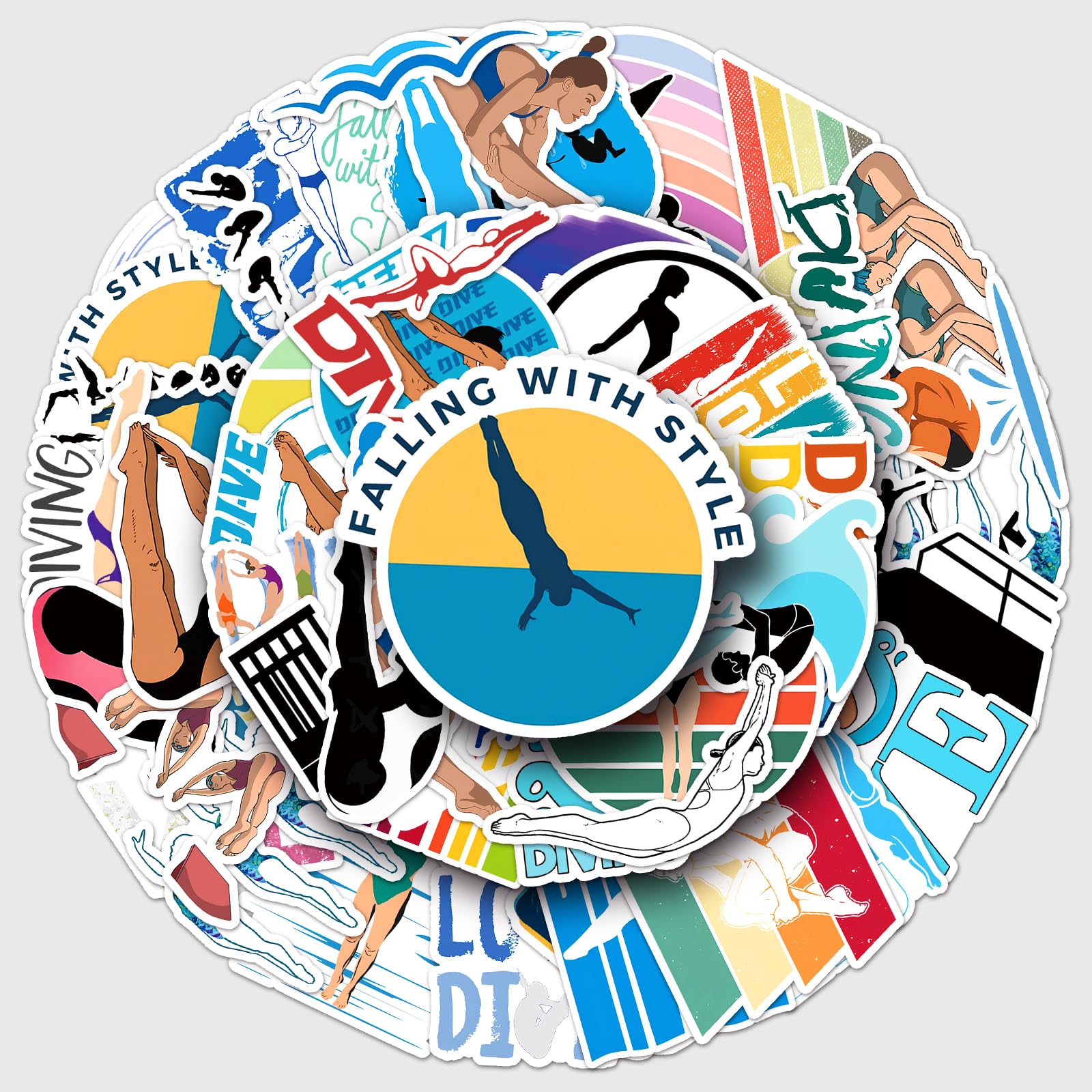 Scuba Diving Sports Stickers,50Pcs Waterproof Diver Dive Stickers for Scrapbooking Water Bottles Laptops Helmets Suitcase Lugguage Cars Skateboards - Image 4
