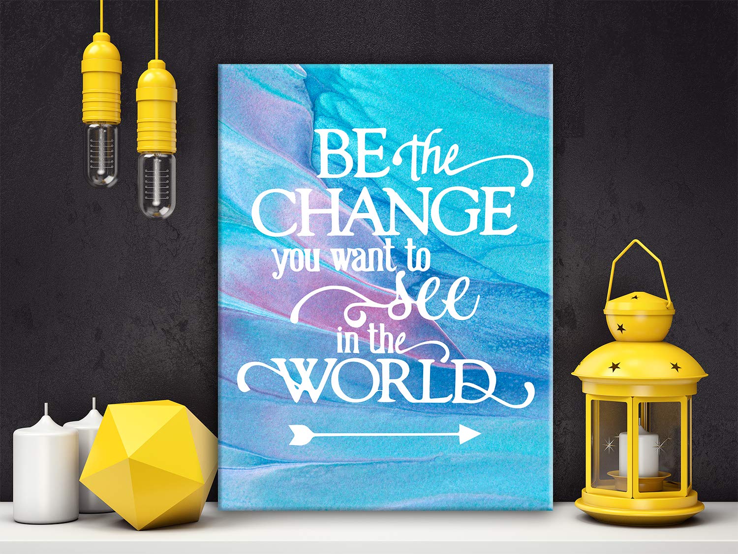 Hijie “Be The Change You Want To See In The World” Inspirational Quote Canvas Art, Quote Print for Kids, Girls, Women, Nursery, Bedroom, Office, Teen Room Decor, Size 12x16 1