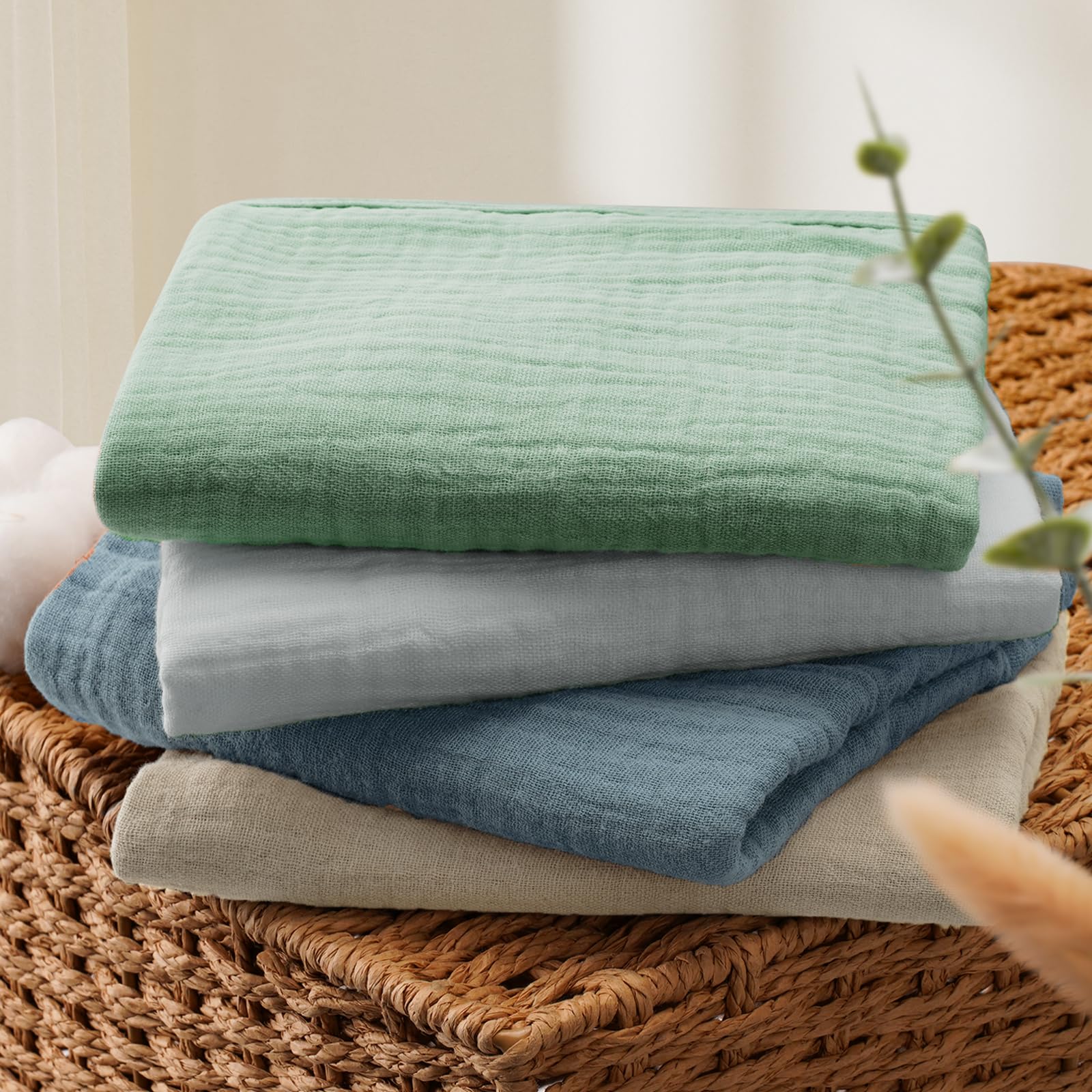 Set 4 Mussole Neonato Peepeemax 60x60 Cm - 100% Cotone, Super Assorbenti E Morbidi, Colore Marrone - Foto 6