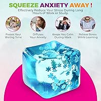 Vista 3 de Stress Balls Ice Cube with Snowflakes Inside for Your Best Mellow and Chill, Snow Pieces Silent Nice Square Shape Anxiety Sensory Squishy Fidget Toy