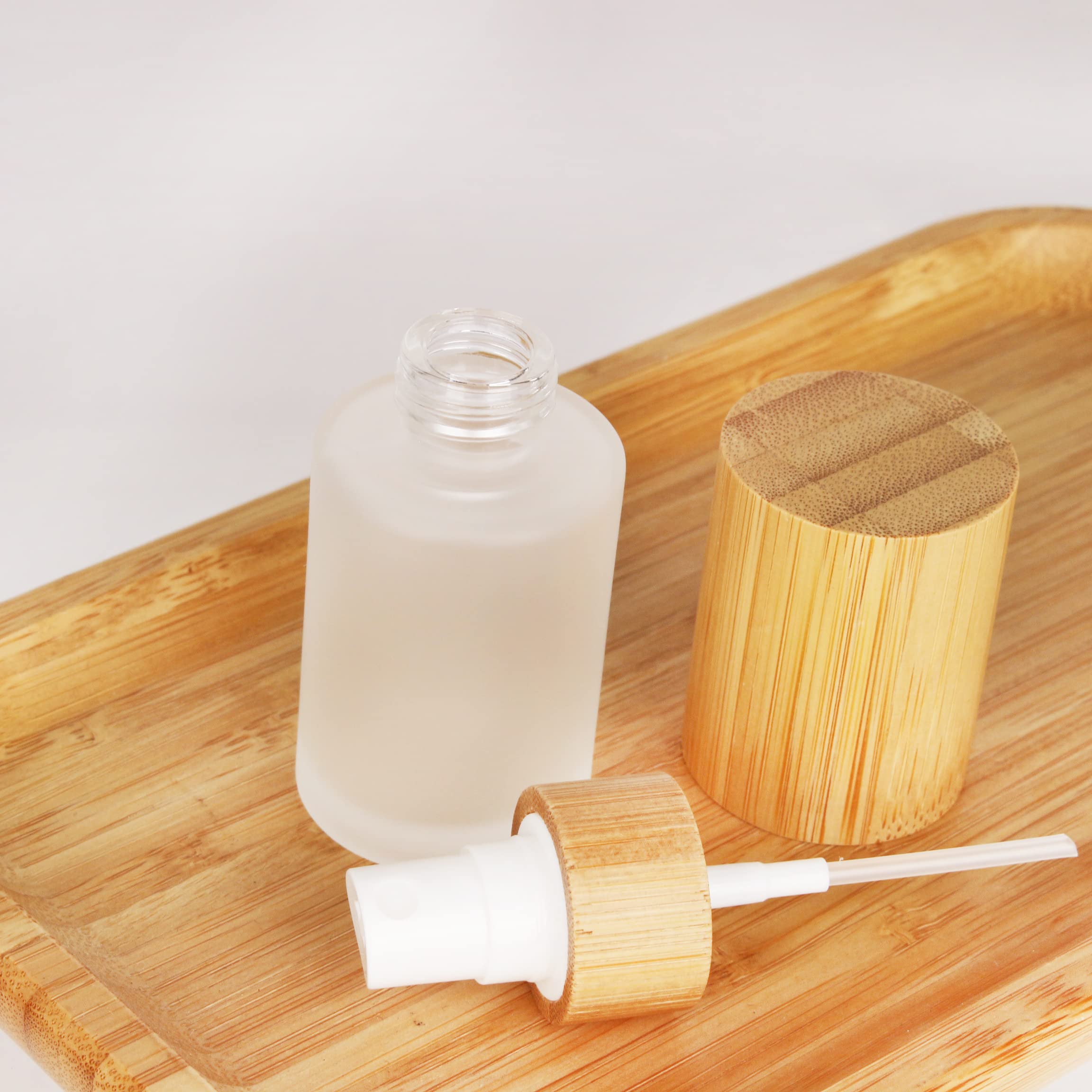COSIDEA 6 flaconi vuoti da 30 ml in bambù con coperchio in vetro smerigliato spray con testa fine per profumi liquidi, articoli da toeletta toner