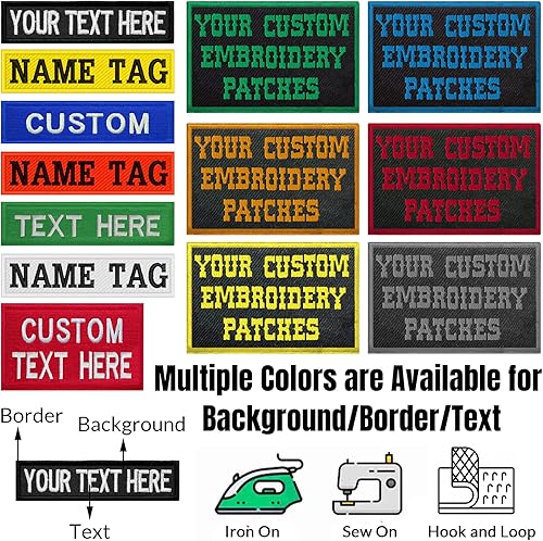 Miniatura 8 de Parches personalizados con nombre personalizado con borde Merrowed para coser con gancho y bucle para planchar para añadir tu fotologotipotexto para