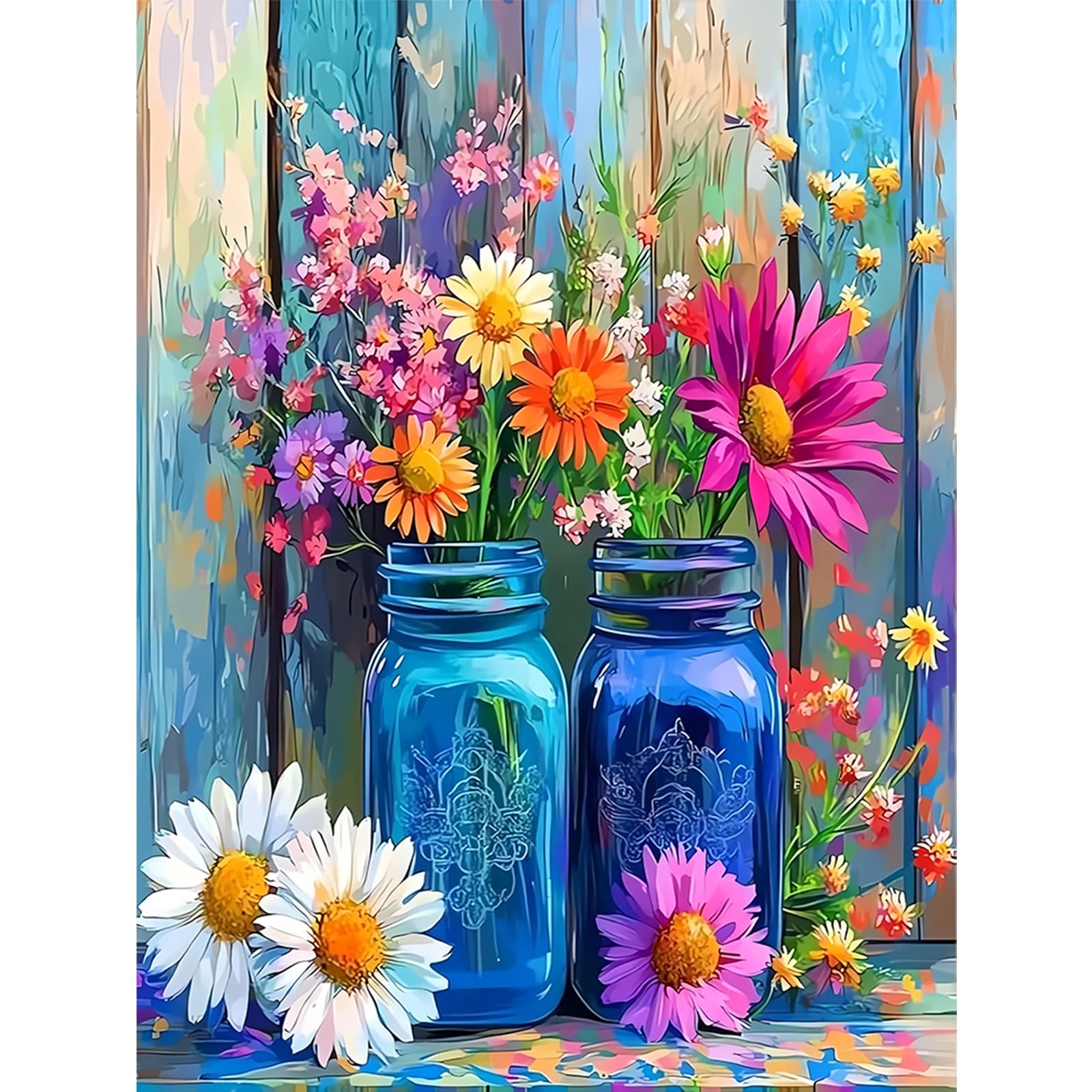 POETRYDRAW Daisy Vase Full DIY 5D Round Drill Diamond Art Paintings Picture Arts Craft 11.81x15.75 Inch Diamond Crystal Rhinestones Painting Kits for Adults/Beginners Gift Idea Home Decor
