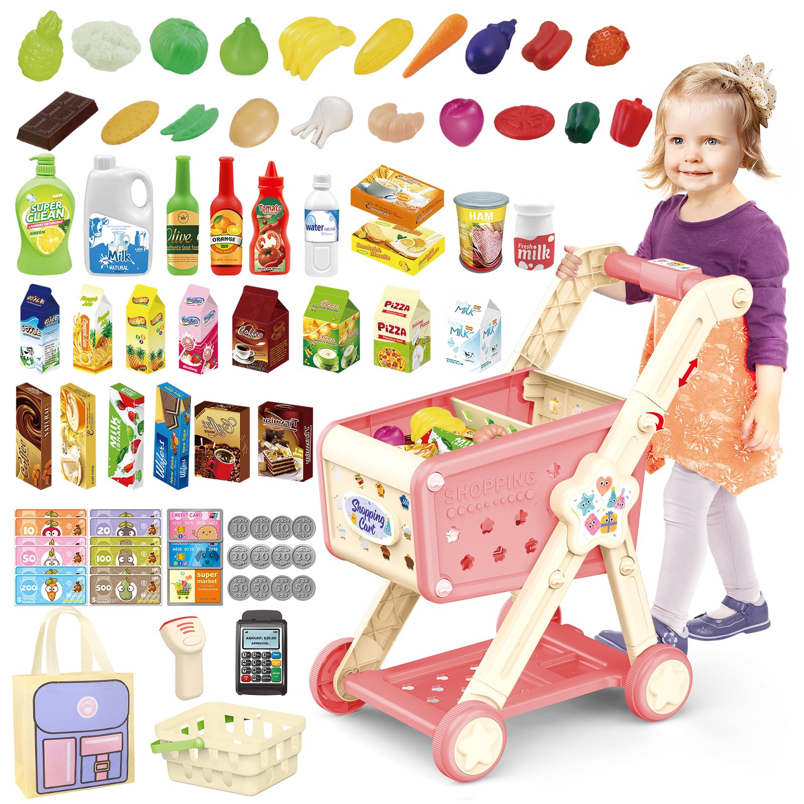 HTN - Carrello Della Spesa Frutta E Verdura Fingono Di Giocare A Bambini Giocattolo Educativo Per Bambini 8247609831396