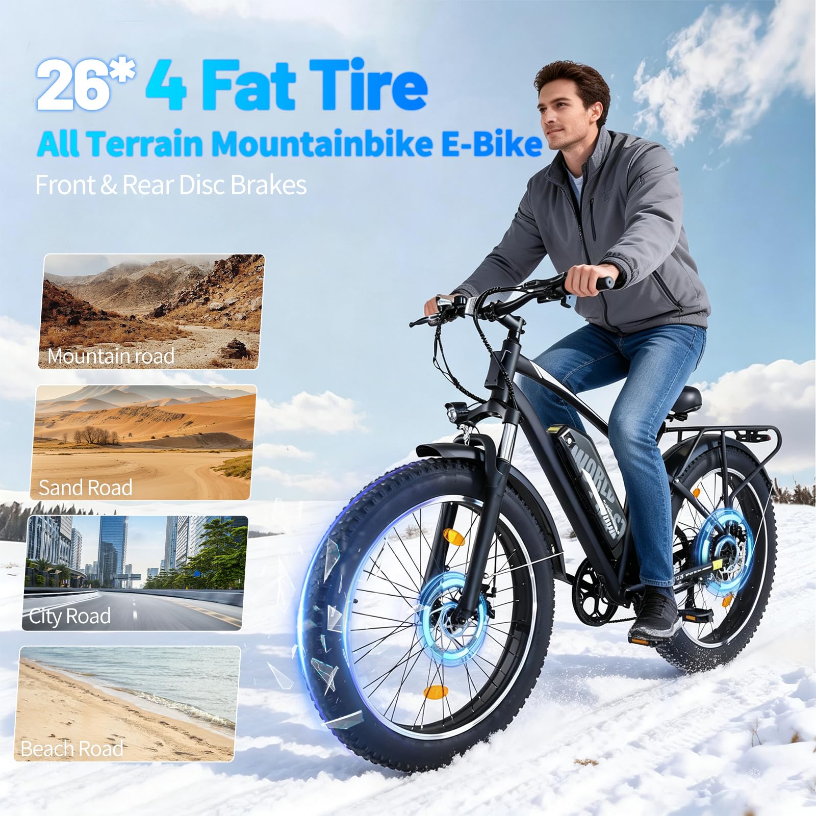 26" Vélo Électrique Adulte Autonomie 50-75km,Batterie 48V 15.6Ah(748.8Wh)，250W vtt electrique adulte homme Double Frein à Disque,IPX4,VAE Urbain et Loisirs Ebike Unisexe,150KG Load