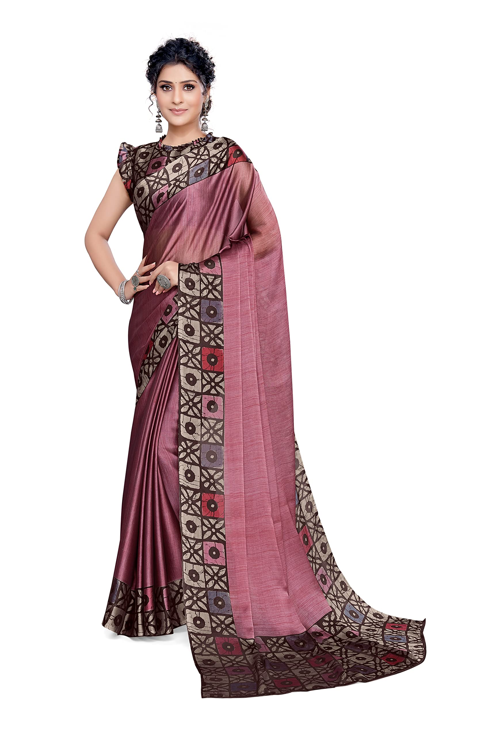 Mirchi Fashion Women's Designer Printed Saree with Blouse Piece
