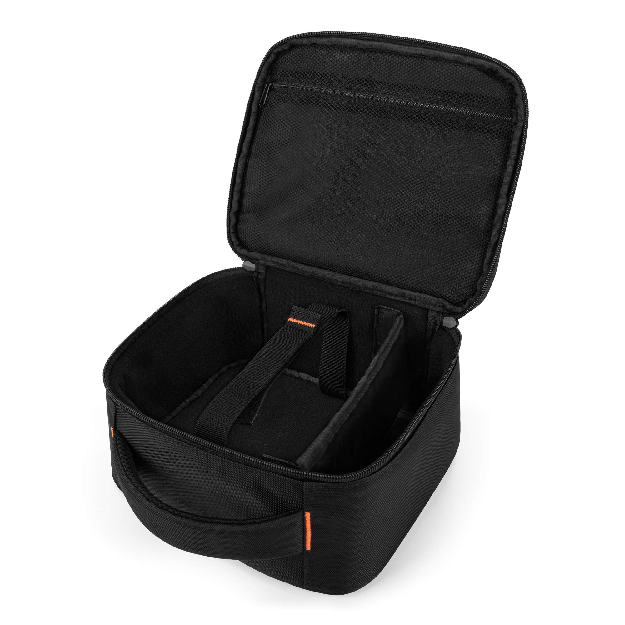CURMIO Sacoche pour Mini Vidéoprojecteur, Sac de Rangement Projecteur, Noir | Sangle de Fixation, Poche Accessoires, Poignée de Transport, pour Réunions d'Affaires/ Voyages/ Fêtes/ Événements, Sac Vide