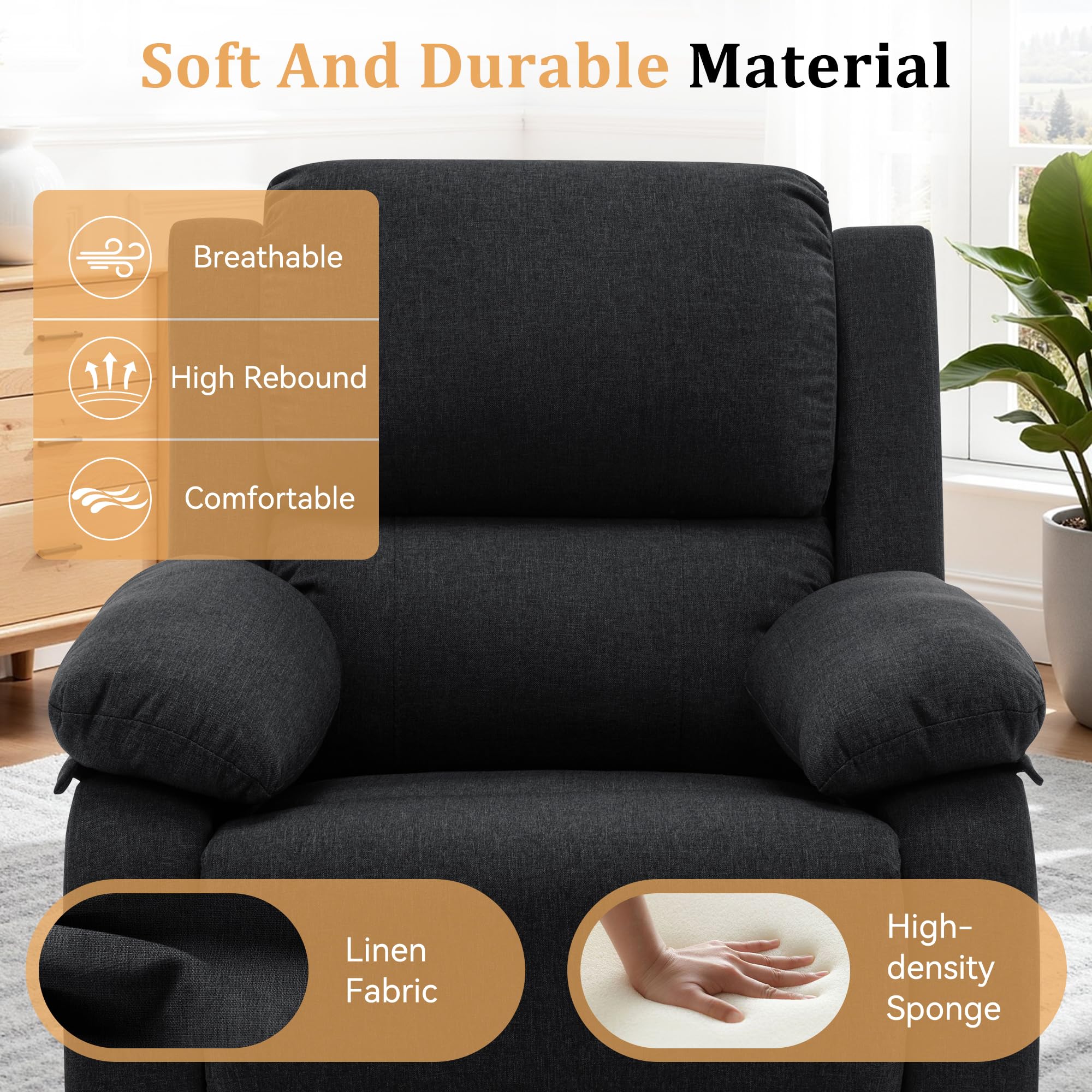 5 Black Recliner Chair Picks That Hold Up in 2026 2 Korser Recliner Chair, 360 Swivel Rocker Chair for Adults, Small Rocking Recline — product photo