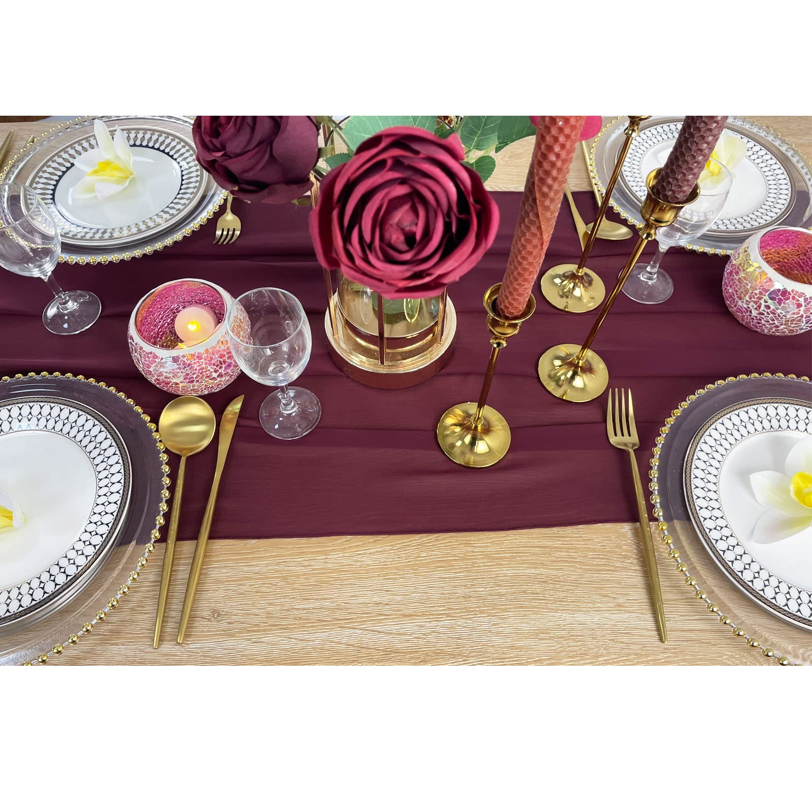 結婚式用　テーブルランナー　13本 Amazon｜2ピース 13フィート 結婚式用テーブルランナー コットン