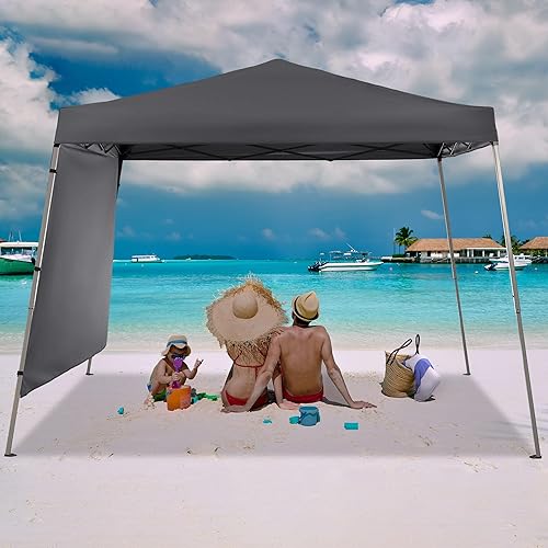Miniatura 7 de GDY Toldo desplegable de 8 x 10 pies para exteriores, patas inclinadas con pared lateral, rejillas de ventilación de equipo, refugio de glorieta