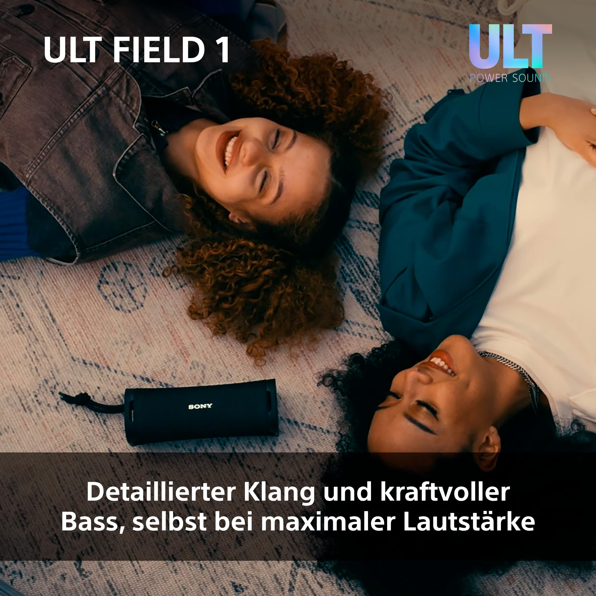 Sony ULT Field 1 - Kabelloser tragbarer Bluetooth-Lautsprecher mit ULT Power Sound, kraftvollem Bass, IP67, wasserdicht, staubdicht, stoßfest, 12h Akku, klare Gesprächsqualität, Outdoor- Schwarz
