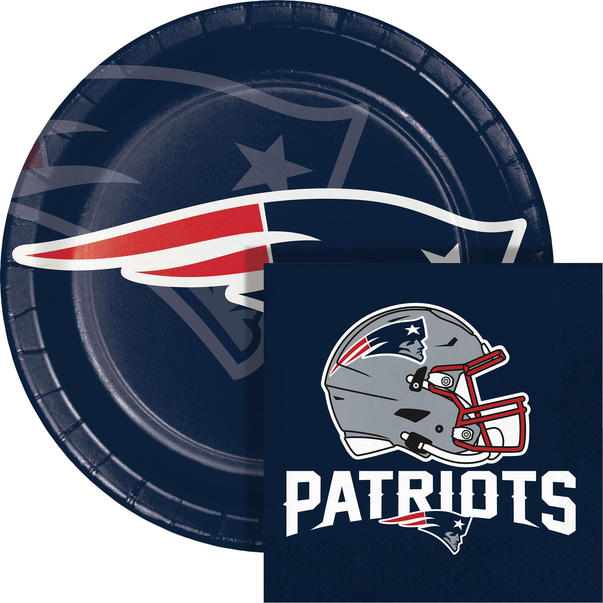 Trendware New England Patriots Paper Plate and Napkin Party Kit, 72 ct, Officially Licensed