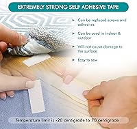 Vista 3 de Tiras blancas de velcro (26 pies x 0.75 pulgadas) con adhesivo, doble rollo de cinta autoadhesiva resistente con respaldo, cinta autoadhesiva