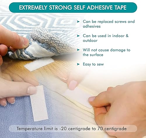Miniatura 3 de Tiras blancas de velcro (26 pies x 0.75 pulgadas) con adhesivo, doble rollo de cinta autoadhesiva resistente con respaldo, cinta autoadhesiva de