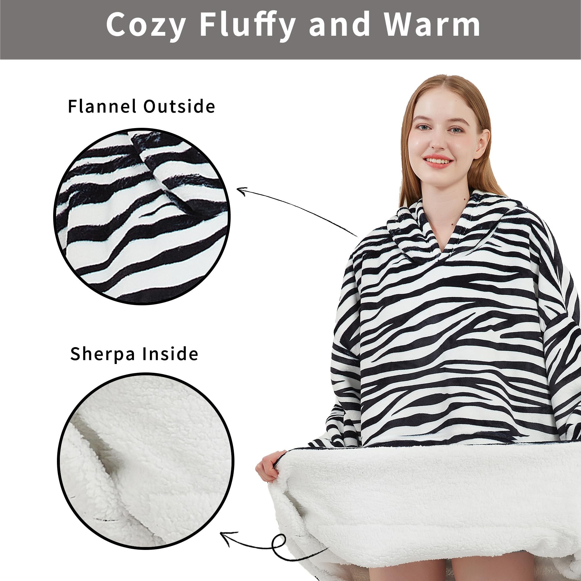 softan Felpa con cappuccio, in pile Sherpa oversize, per donne e uomini, super calda e morbida, in flanella, regalo con tasca gigante