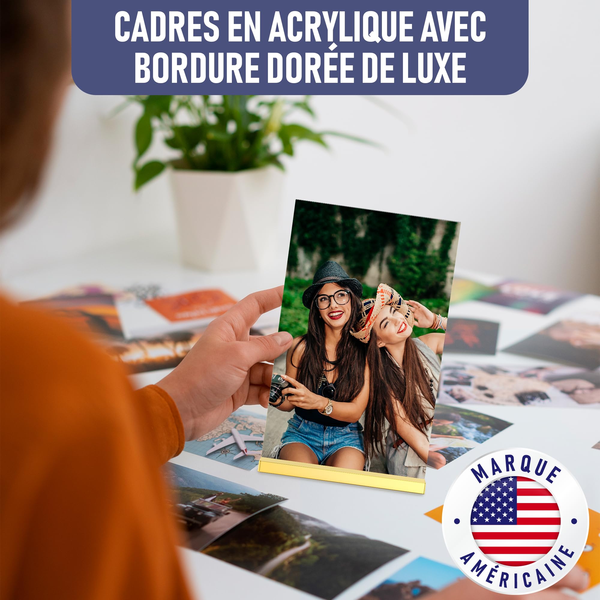 Luxueux cadres dorés en acrylique A6, lot de 6, expositions de photos impressionnantes, améliorez l'ambiance de l'événement avec des porte-numéros de table en or exquis, porte-affiche en or élégant