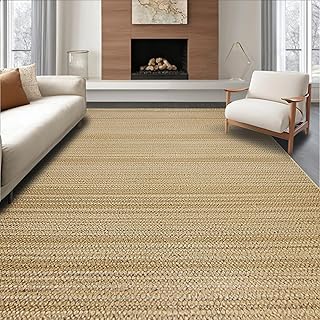 Flatwoven High Traffic Area Rug 5x7, Natural Cork Toned Earthy Neutral H...