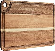 AZRHOM Large Acacia Wood Cutting Board for Kitchen, Butcher Block for Meat and Cheese, Chopping Board with Hanging Hole an...