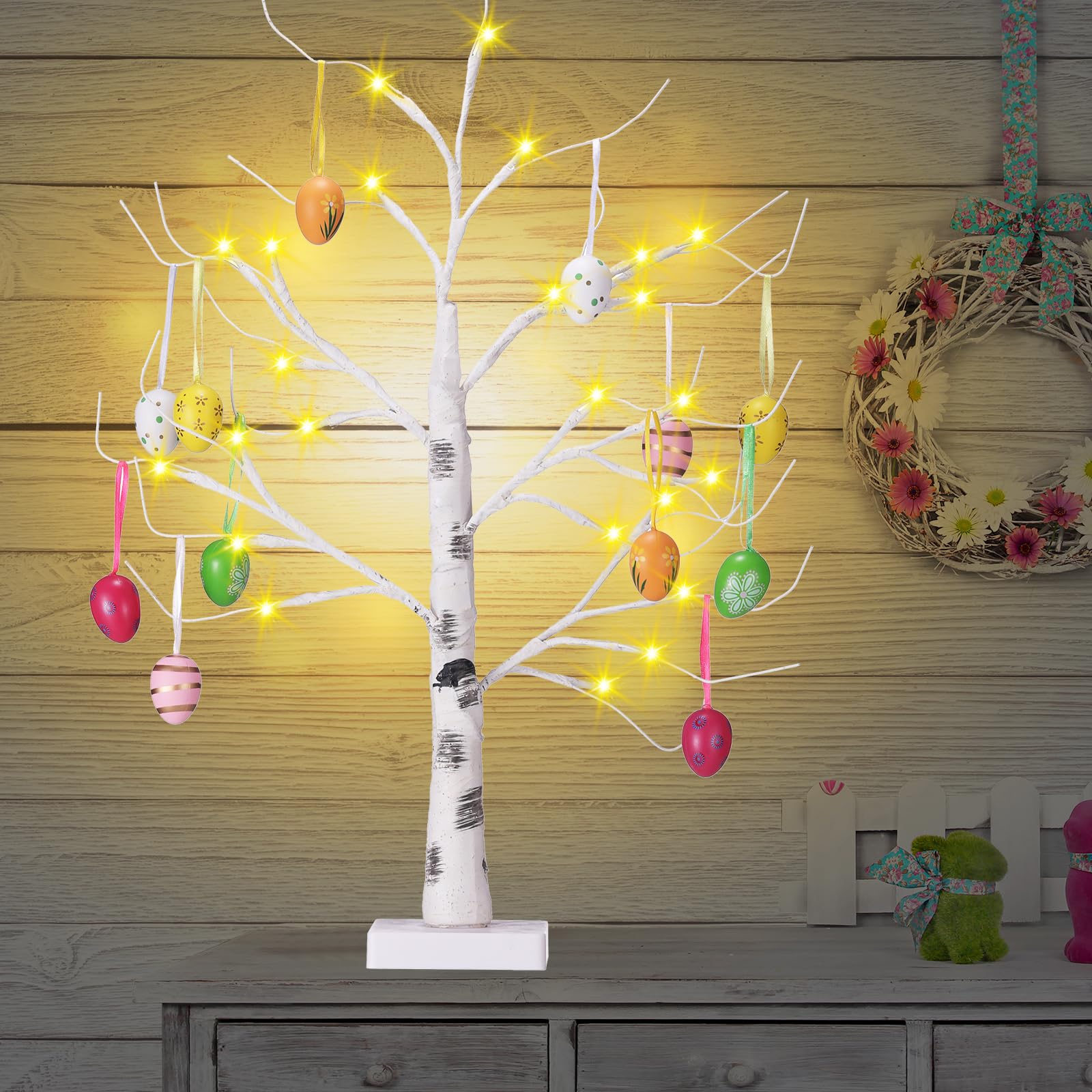 23.2 Lighted Birch Tree with 12pcs Colored Egg Tree Morocco 23.2 Lighted Birch Tree with 12pcs Colored Egg Tree Morocco