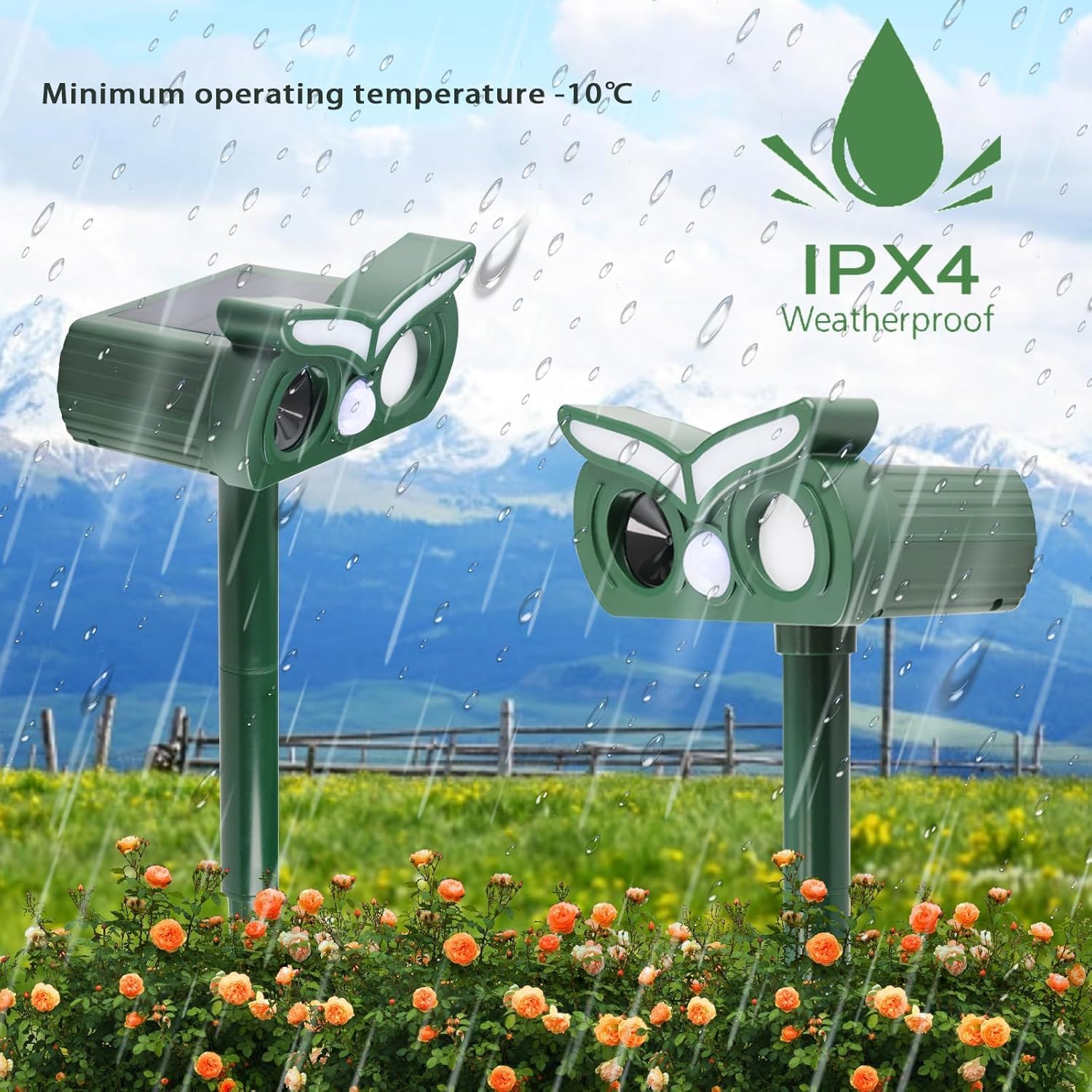 4Pack Cat Repellent Outdoor,Solar Ultrasonic Animal Repellent Outdoor Deer Repellent Devices with Motion Detection&Flash Light Squirrel Rabbit Dog Deterrent,Keep Rodent Chipmunk Raccoon Away for Yard