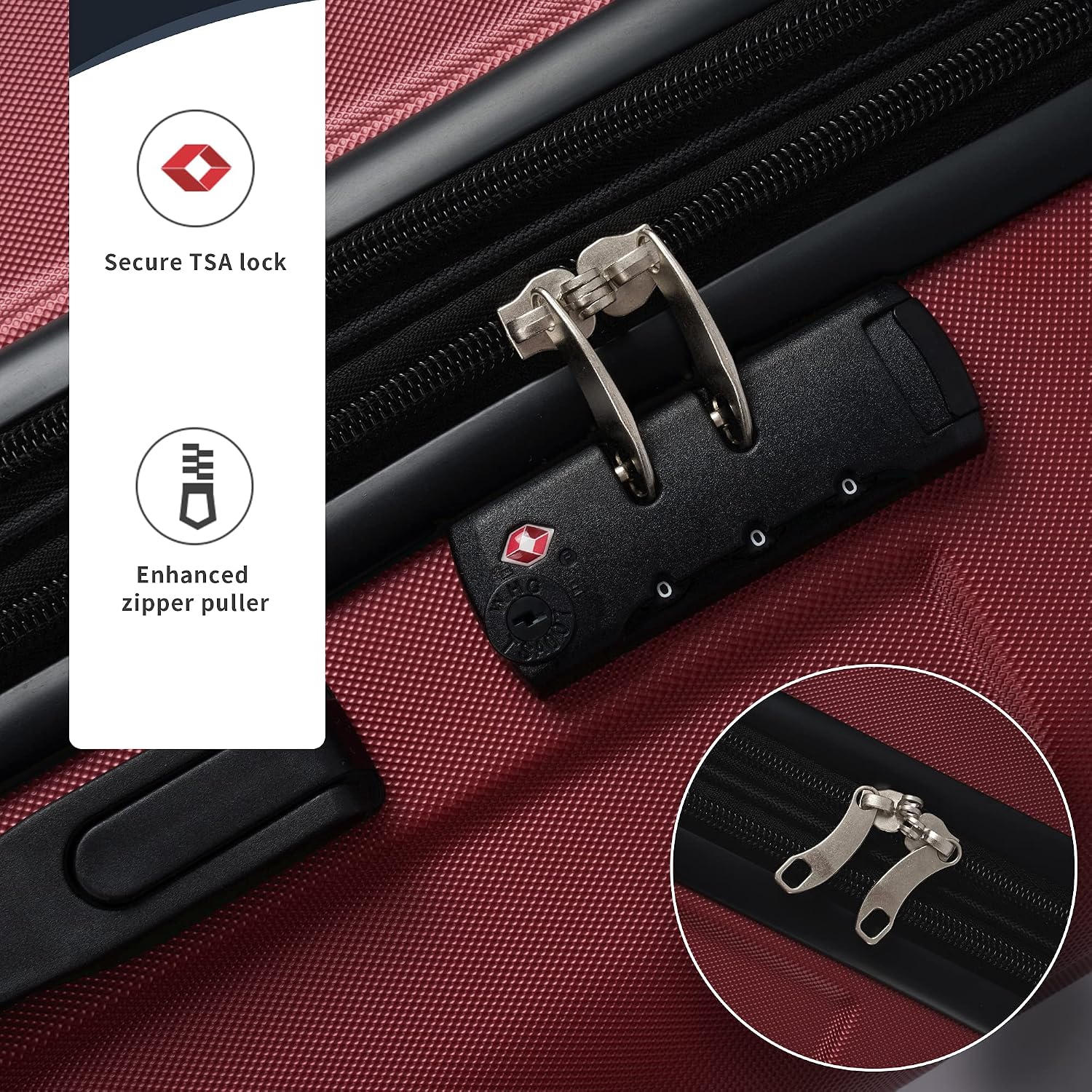 Merax 3 Piece Luggage Sets Expandable ABS Spinner Suitcase with TSA Lock 20 inch 24 inch 28 inch (Red)