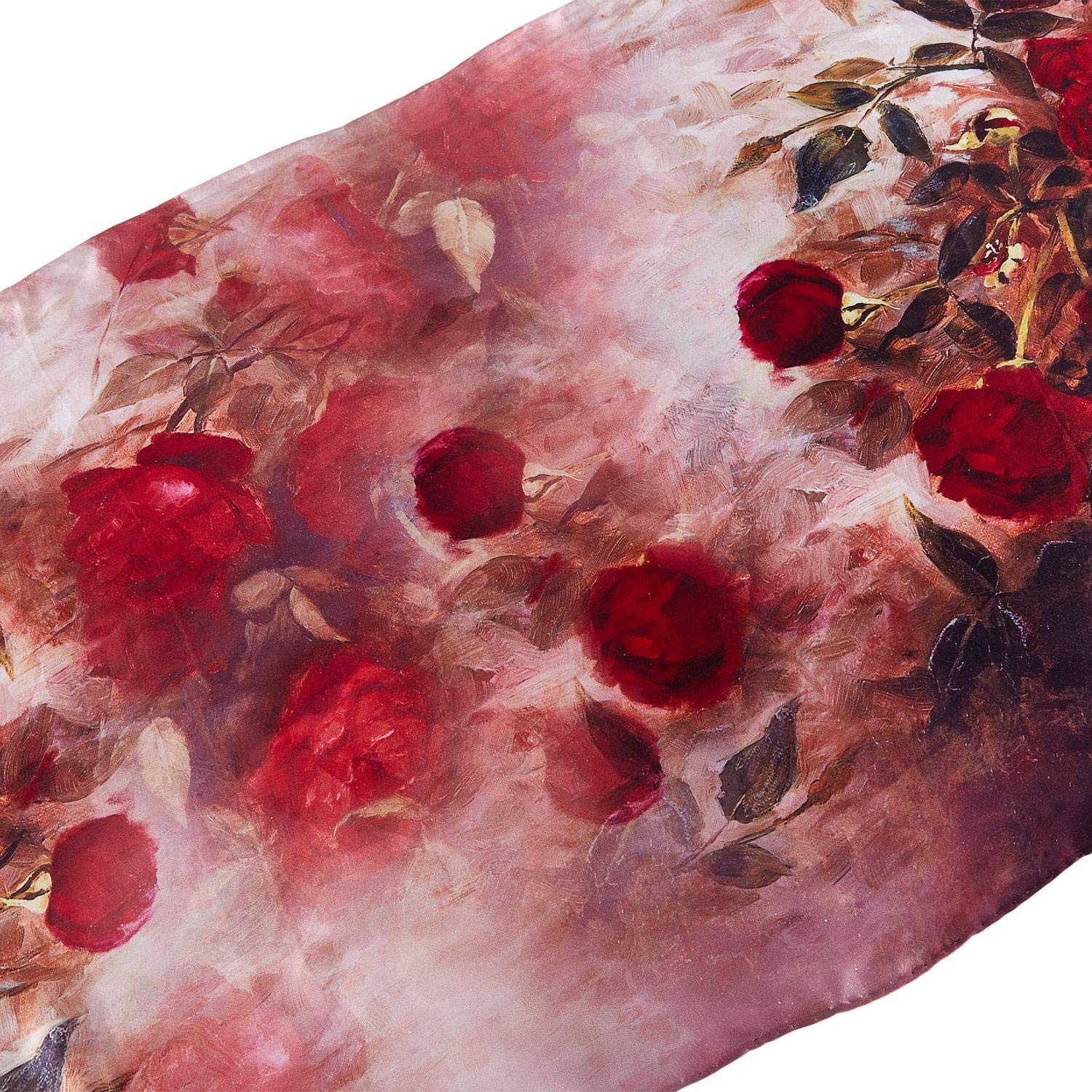 Long Silk Scarf Digitally Printed With Floral Print