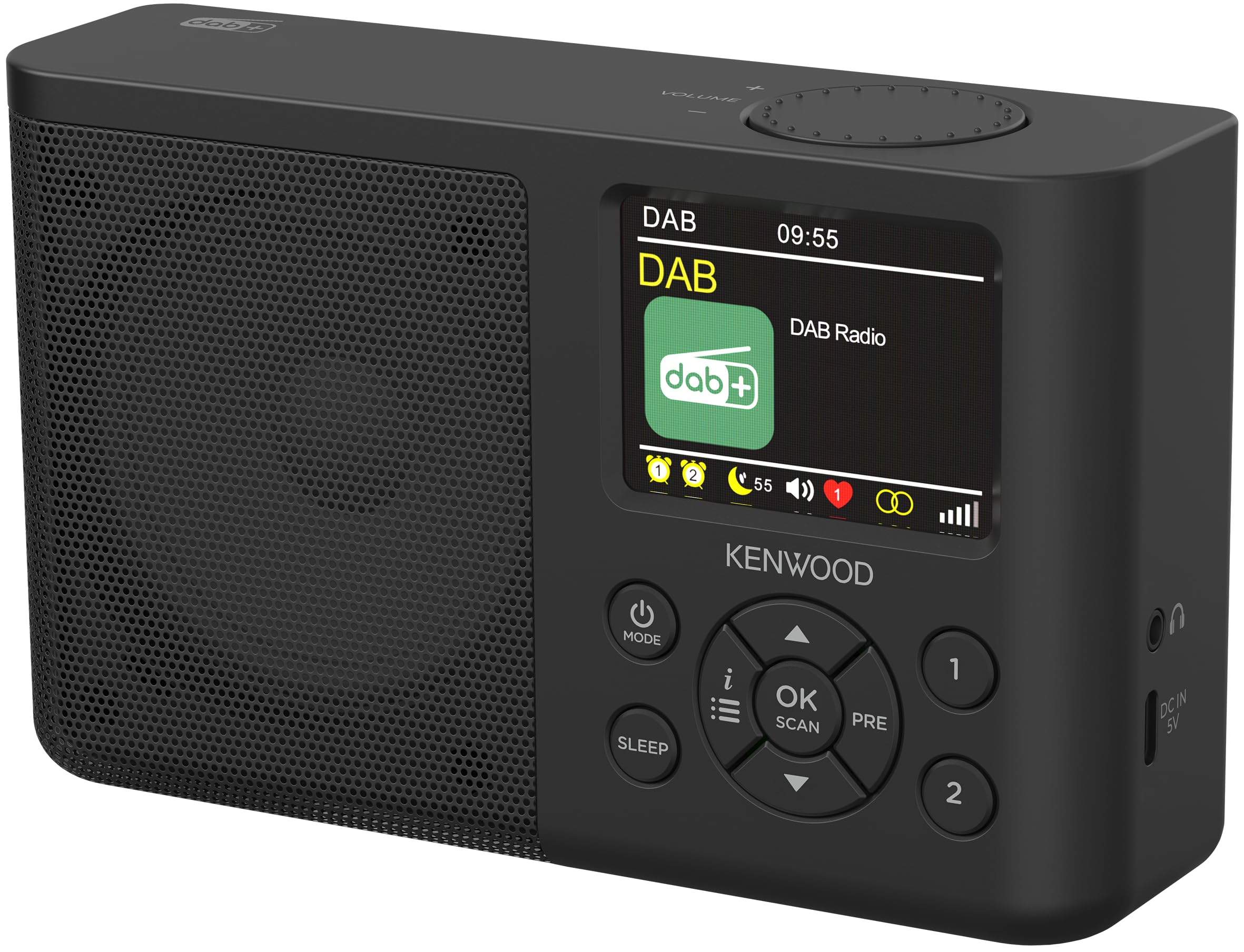 Kenwood CR-M33DAB-B Radio Portable Dab+ avec Bluetooth, Batterie Li-ION intégrée et écran Couleur de 6,1 cm, Port de Charge USB-C, Sortie Casque (stéréo), Noire