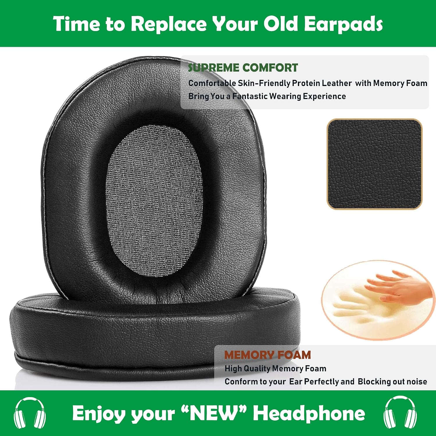 HT280 ACCOUTA Premium Earpads for Avantree HT280 – Protein Leather & Memory Foam – Wireless Headphone Comfort Upgrade for TV/Music (Black) image 5