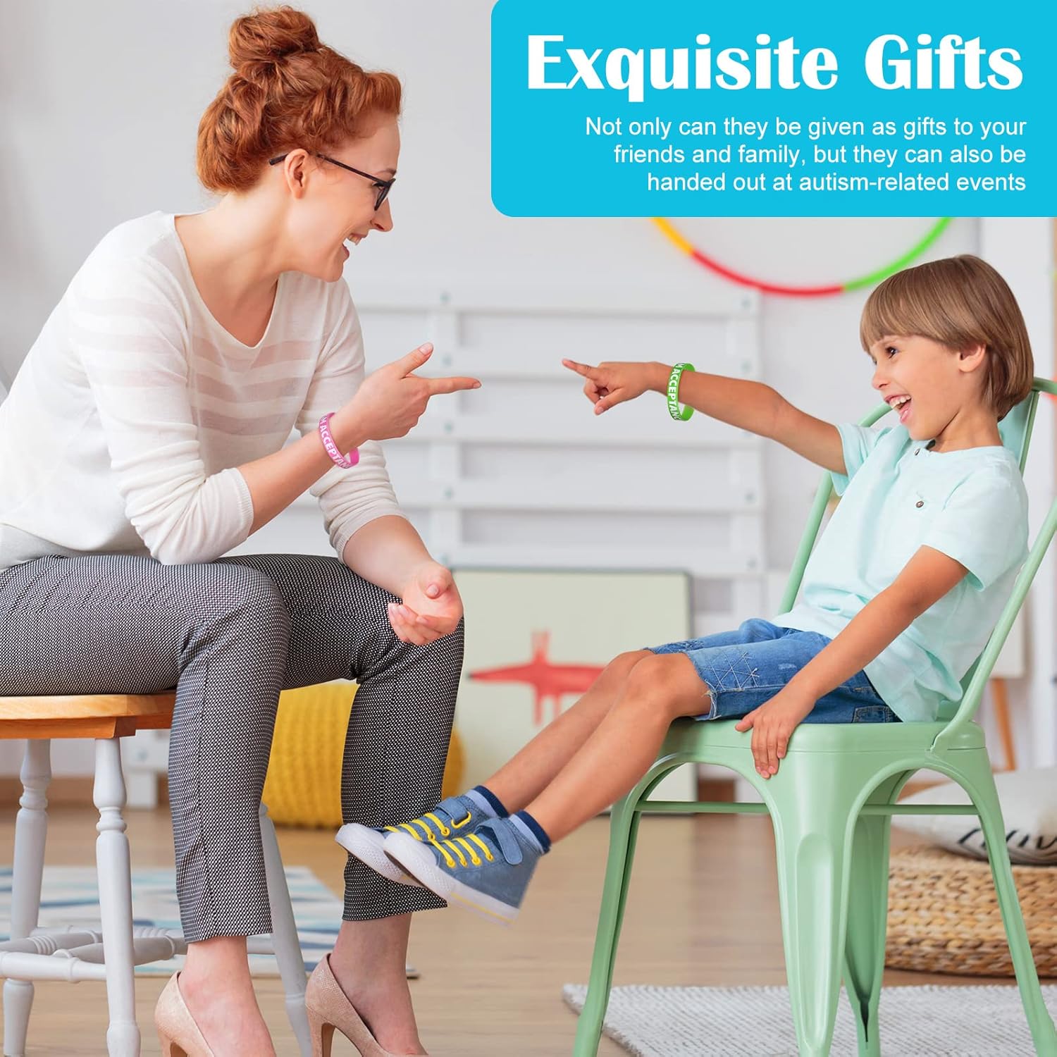 Bucherry Autism Awareness Bracelet Bulk Autism Acceptance Bracelet Infinity Symbol Wristbands Colorful Puzzle Pieces Silicone Rubber Wristbands Love Support Accessories Gifts