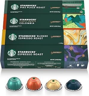 Starbucks by Nespresso Vertuo, Favorite Coffee Variety Pack, 40-count | Variety of Roasts Coffee and Espresso Pods, Brews 7.8 oz and 1.35 oz.