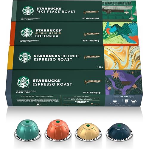 Starbucks by Nespresso Vertuo, Favorite Coffee Variety Pack, 40-count