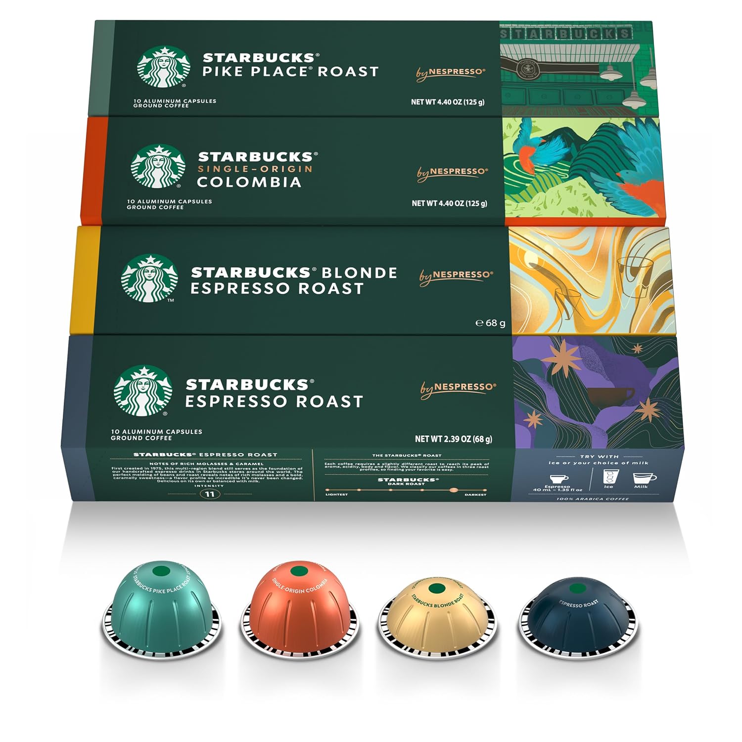 Starbucks by Nespresso Vertuo, Favorite Coffee Variety Pack, 40-count