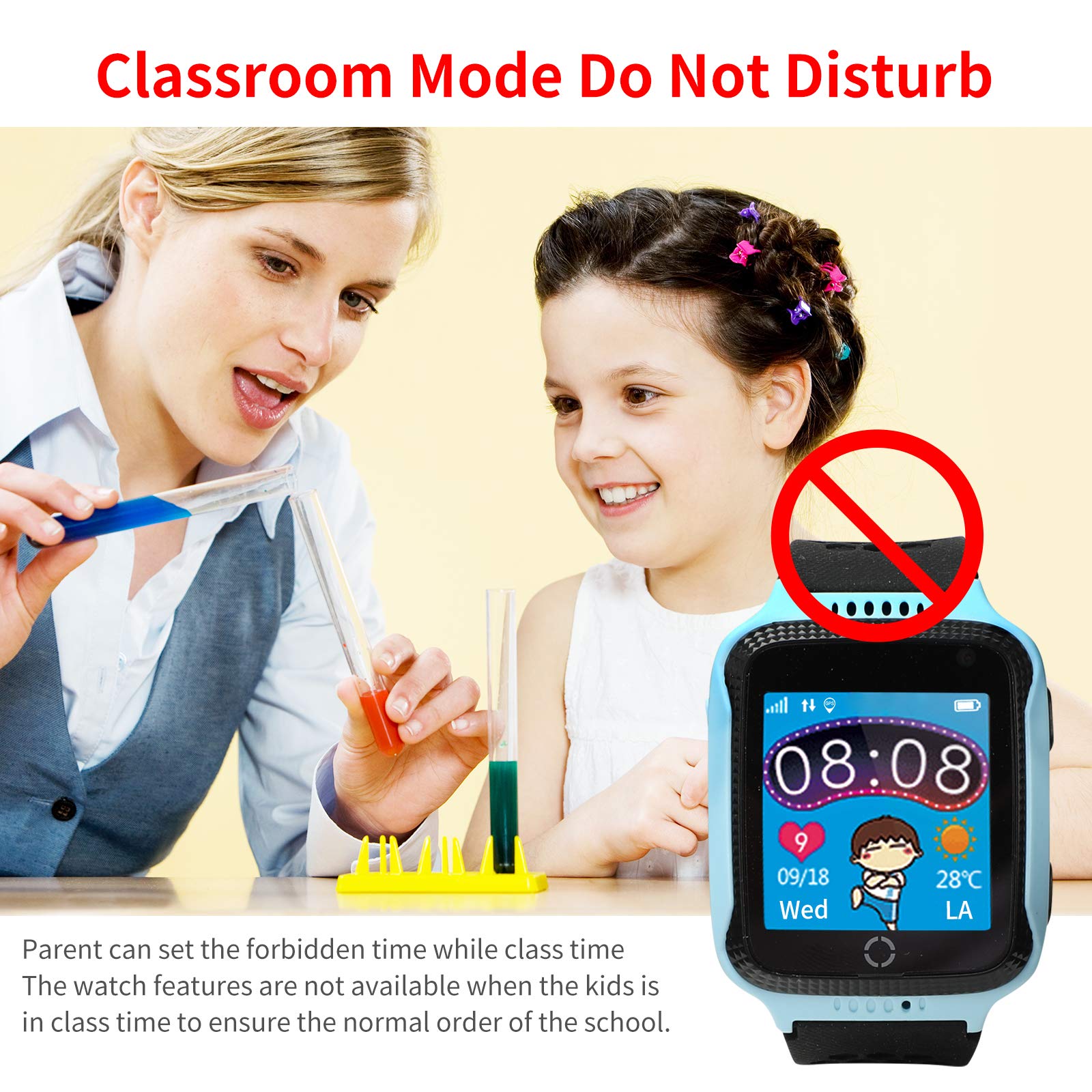 Smartwatch Bambini Con SIM - GPS LBS, Chiamate, SOS, Fotocamera - Display 3,8cm Touch - Blu - Foto 3